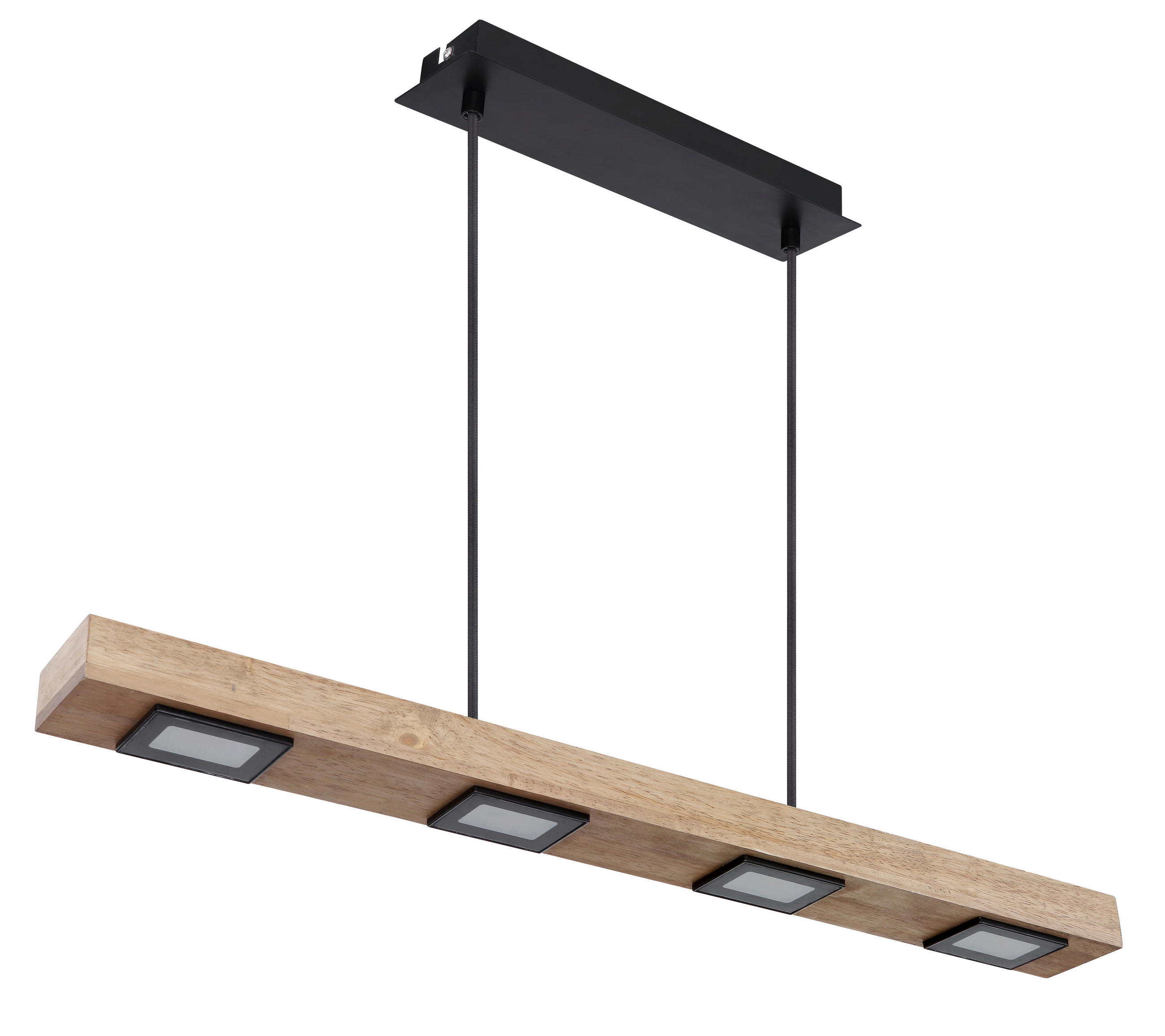 LED-HÄNGELEUCHTE JOYA - Dunkelbraun/Schwarz, Natur, Glas/Holz (80/8/120cm) - Globo