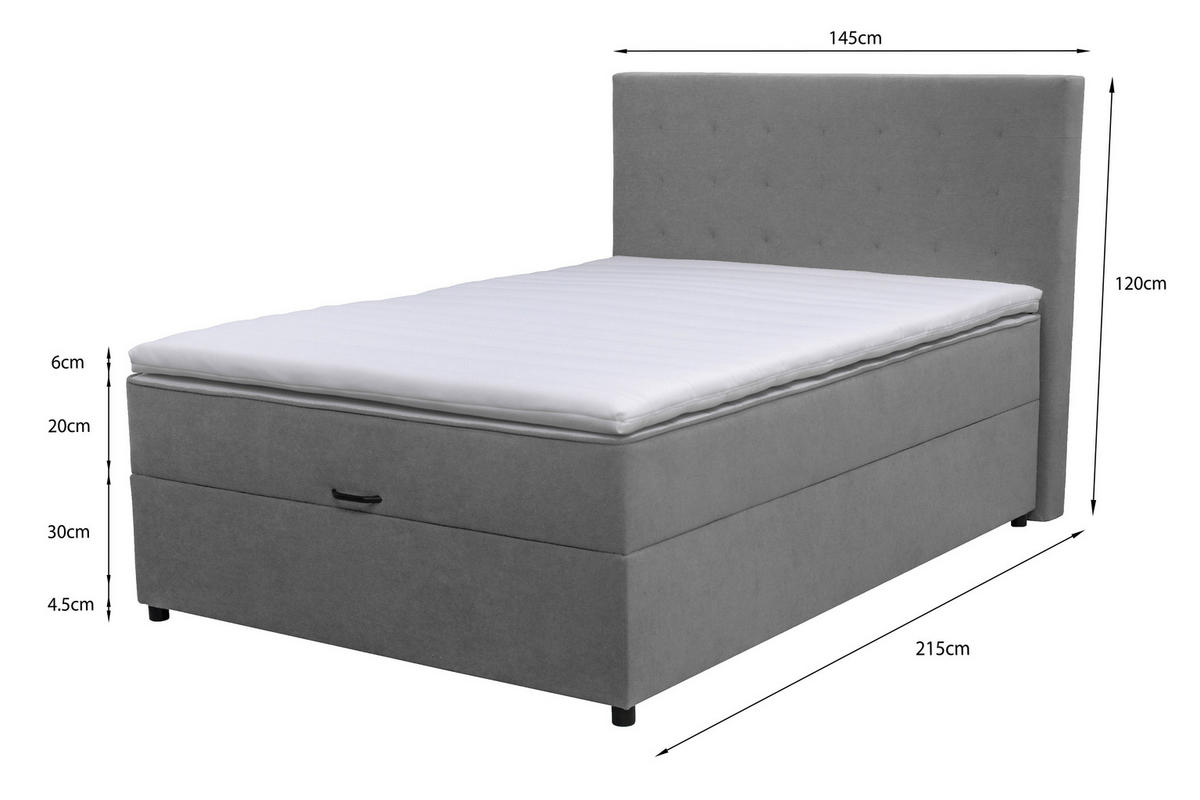 BOXBETT 100/200 cm  in Grau  - Schwarz/Grau, Konventionell, Kunststoff/Textil (100/200cm) - Moderano