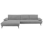 ECKSOFA  in Velours Hellgrau  180/310 cm  - Hellgrau/Schwarz, Design, Textil/Metall (180/310cm) - Dieter Knoll