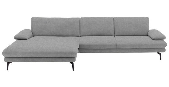 ECKSOFA  in Velours Hellgrau  180/310 cm  - Hellgrau/Schwarz, Design, Textil/Metall (180/310cm) - Dieter Knoll