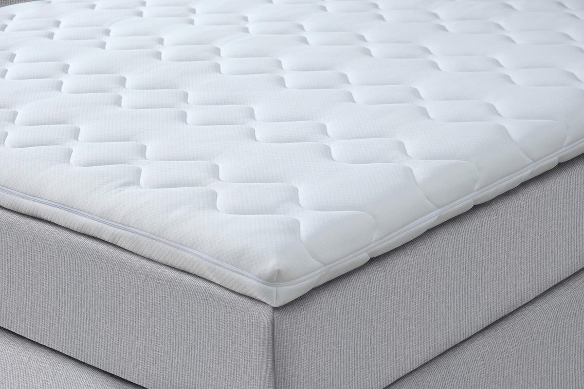 BOXSPRINGBETT 140/200 cm  in Hellgrau  - Hellgrau/Schwarz, Konventionell, Kunststoff/Textil (140/200cm) - Moderano