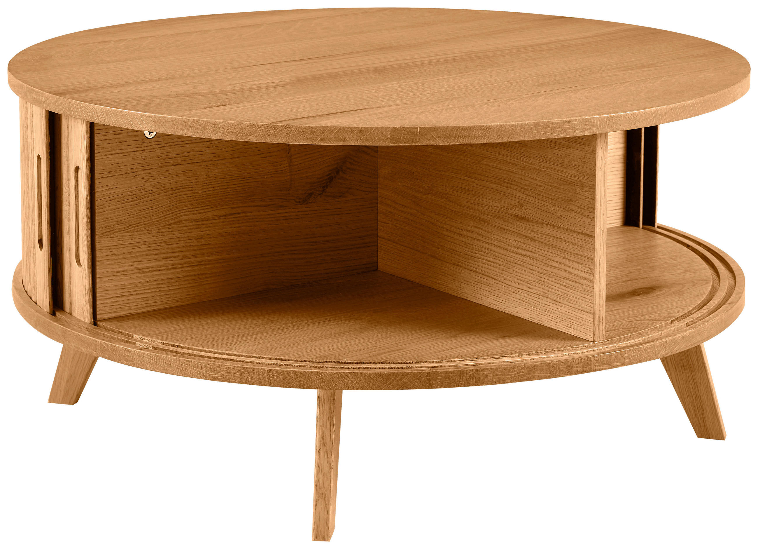 Thumbnail - Waldwelt Couchtisch, Eiche, Holz, Holzwerkstoff, Eiche, furniert, massiv, rund, eckig, 80x41x80 cm, Stauraum, einfacher ...