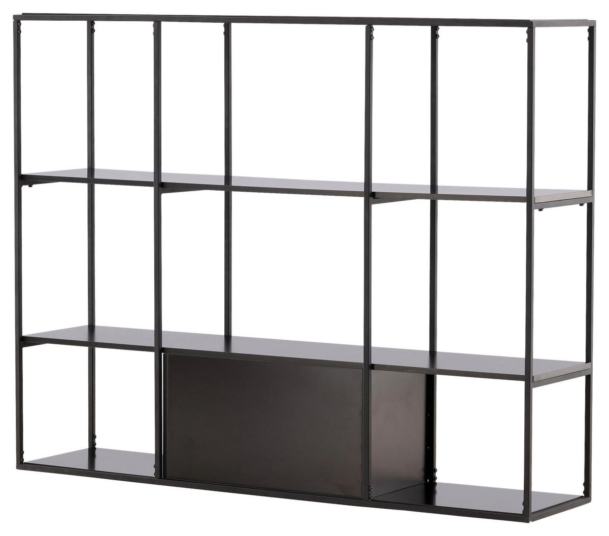 REGAL Schwarz, Nussbaumfarben  - Nussbaumfarben/Schwarz, Design, Holzwerkstoff/Metall (150/120/35cm) - Livetastic
