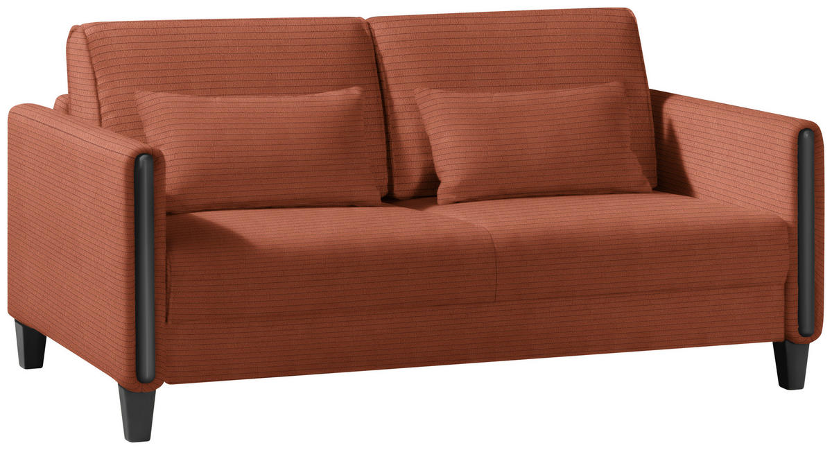 SCHLAFSOFA in Holz, Textil Schwarz, Rostfarben  - Rostfarben/Schwarz, Design, Holz/Textil (174/88/104cm) - Niels Andersson