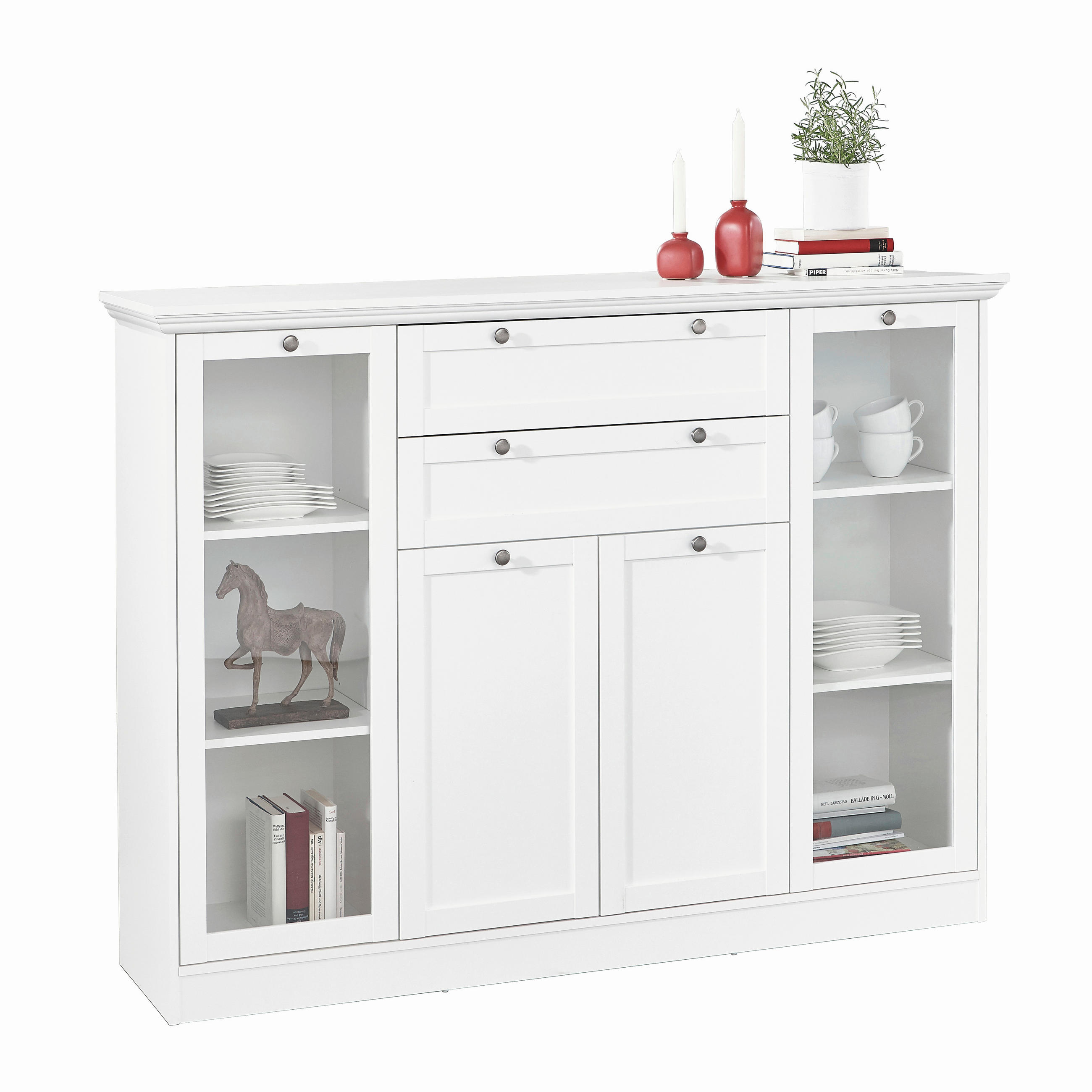 Carryhome Highboard Weiß 160x120x40 cm