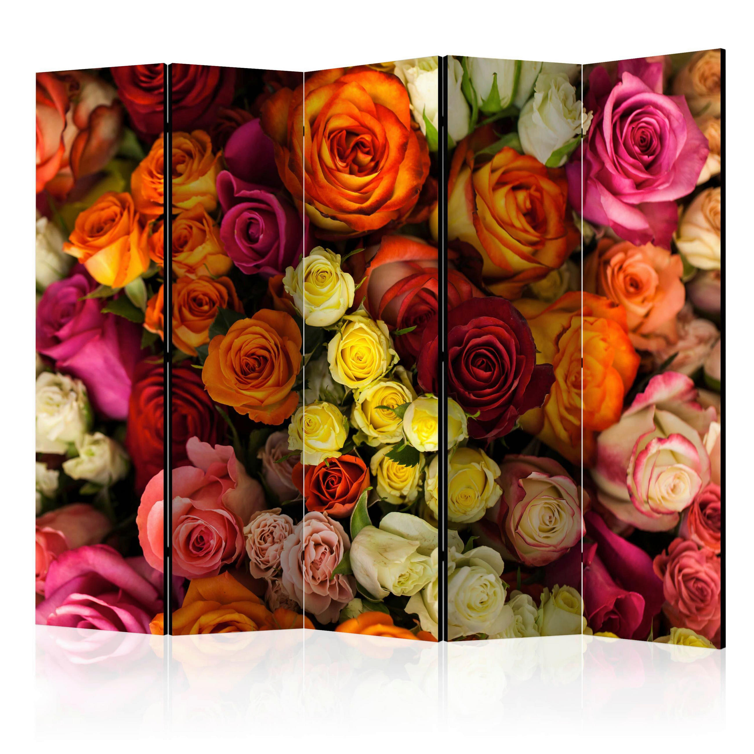 SKÄRMVÄGG  i trä, textil  orange, pink  - orange/pink, Basics, trä/textil (225/172/3cm) - artgeist