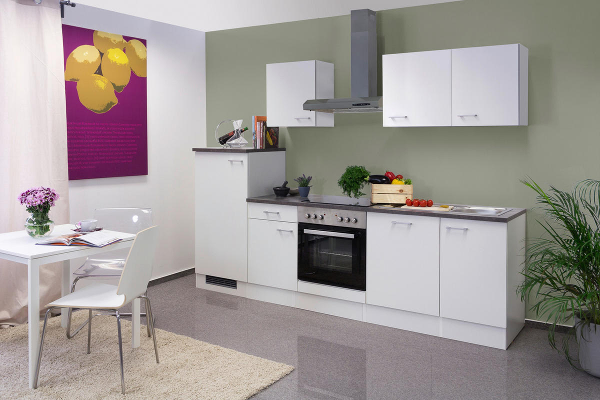 KÜCHENUNTERSCHRANK 60/85/60 cm  in Weiß  - Graubraun/Alufarben, KONVENTIONELL, Holzwerkstoff/Kunststoff (60/85/60cm) - FlexWell