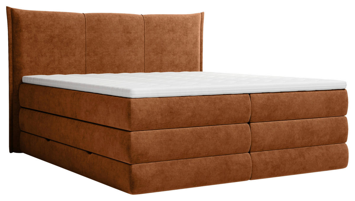 KONTINENTALSÄNG 180/200 cm  i terrakotta  - svart/terrakotta, Modern, trämaterial/trä (180/200cm) - MID.YOU