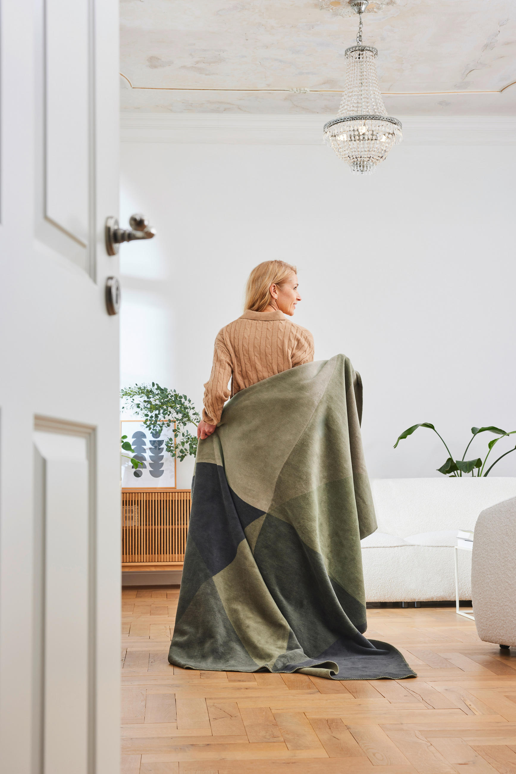 DECKE  - Dunkelgrün/Anthrazit, Basics, Textil (150cm) - Novel