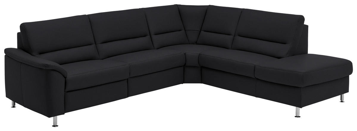 ECKSOFA in Echtleder Anthrazit  - Anthrazit/Alufarben, Konventionell, Leder/Metall (290/249cm) - Beldomo Premium