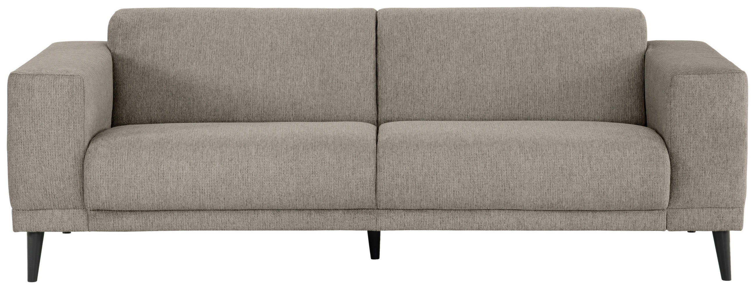 3-SITZER-SOFA Webstoff Taupe  - Taupe/Schwarz, Design, Holz/Textil (218/77/93cm) - MID.YOU
