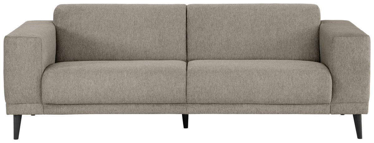 3-SITZER-SOFA in Webstoff Taupe  - Taupe/Schwarz, Design, Holz/Textil (218/77/93cm) - MID.YOU