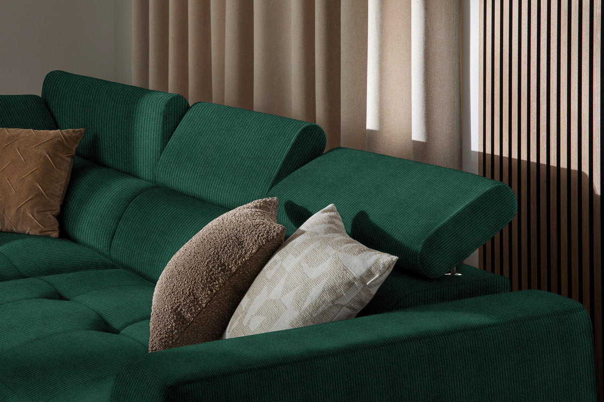 ECKSOFA in Feincord Waldgrün  - Waldgrün/Schwarz, Design, Kunststoff/Textil (205/284cm) - Xora