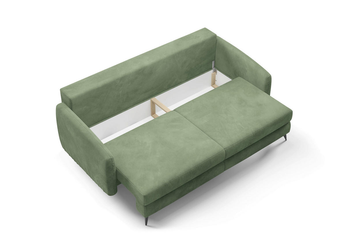 SCHLAFSOFA INGRID  mit Plüsch Beige  - Beige/Creme, Design, Textil/Metall (230/100/103cm) - Livetastic