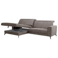 ECKSOFA inkl. Funktion Taupe Cord  - Taupe/Schwarz, KONVENTIONELL, Textil/Metall (178/290cm) - Cantus