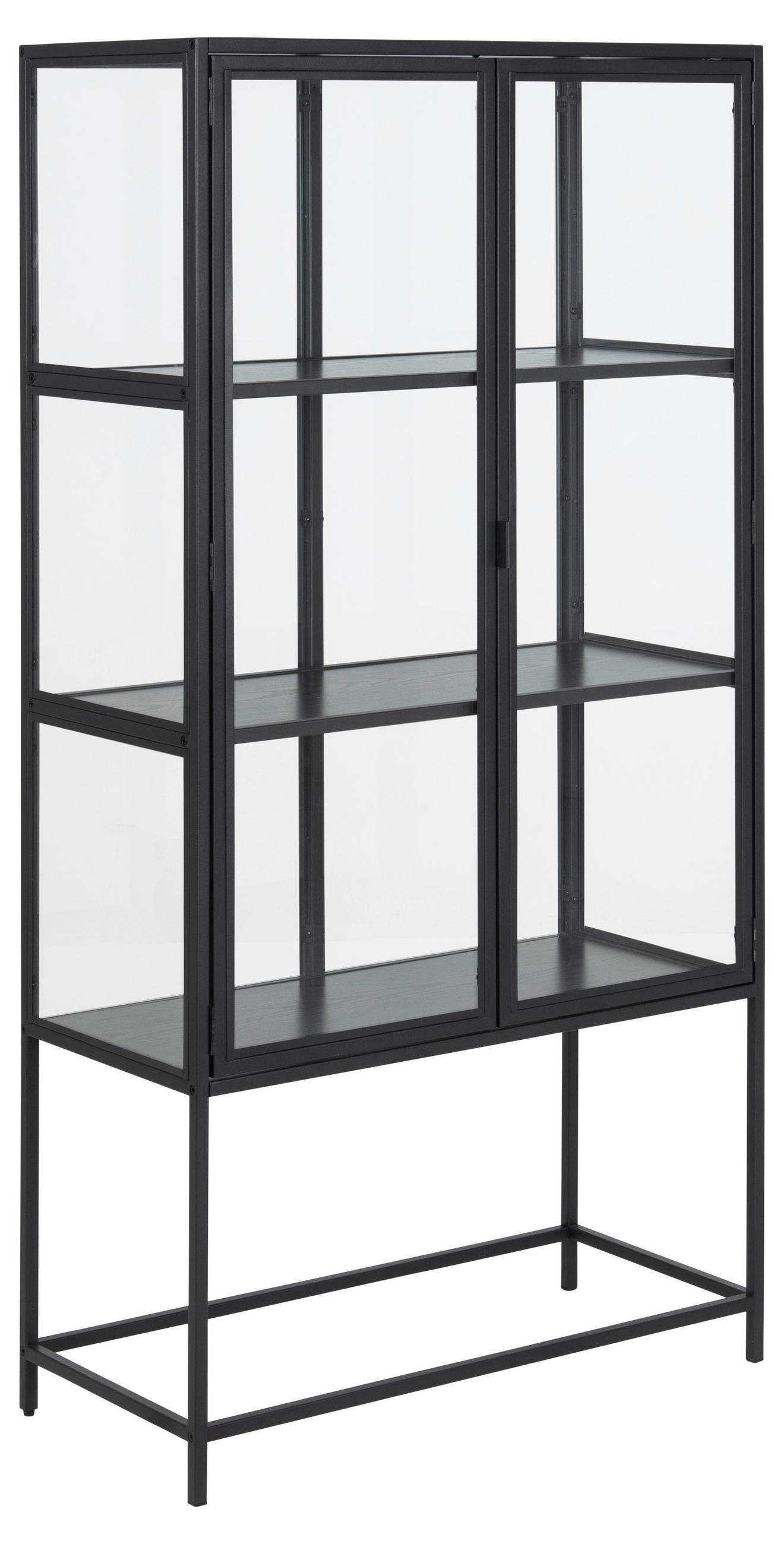 VITRINE Schwarz - Transparent/Schwarz, MODERN, Glas/Kunststoff (77/150/35cm)