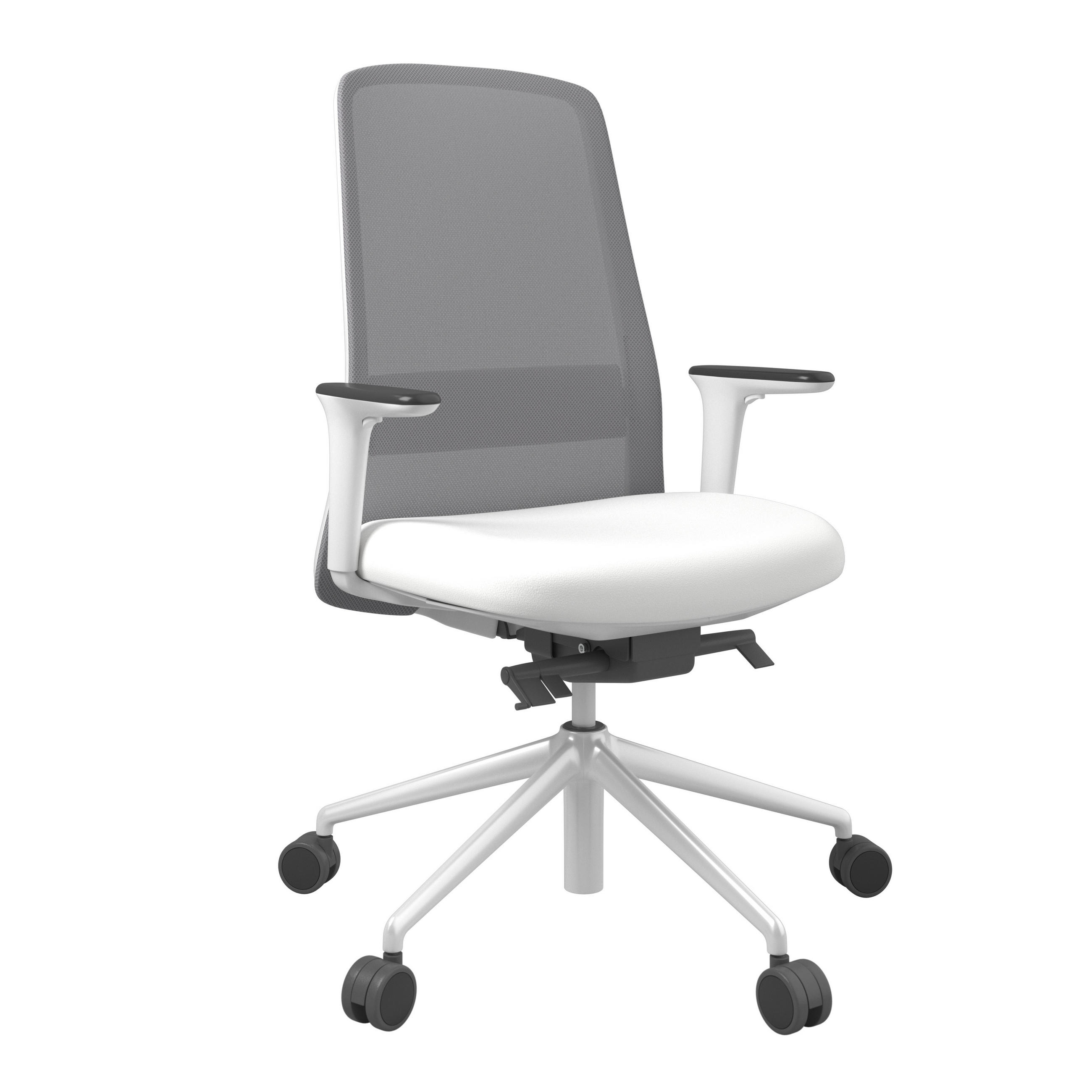 DREHSTUHL Lederlook Grau, Weiß  - Weiß/Grau, MODERN, Kunststoff/Textil (70/103-115/70cm)