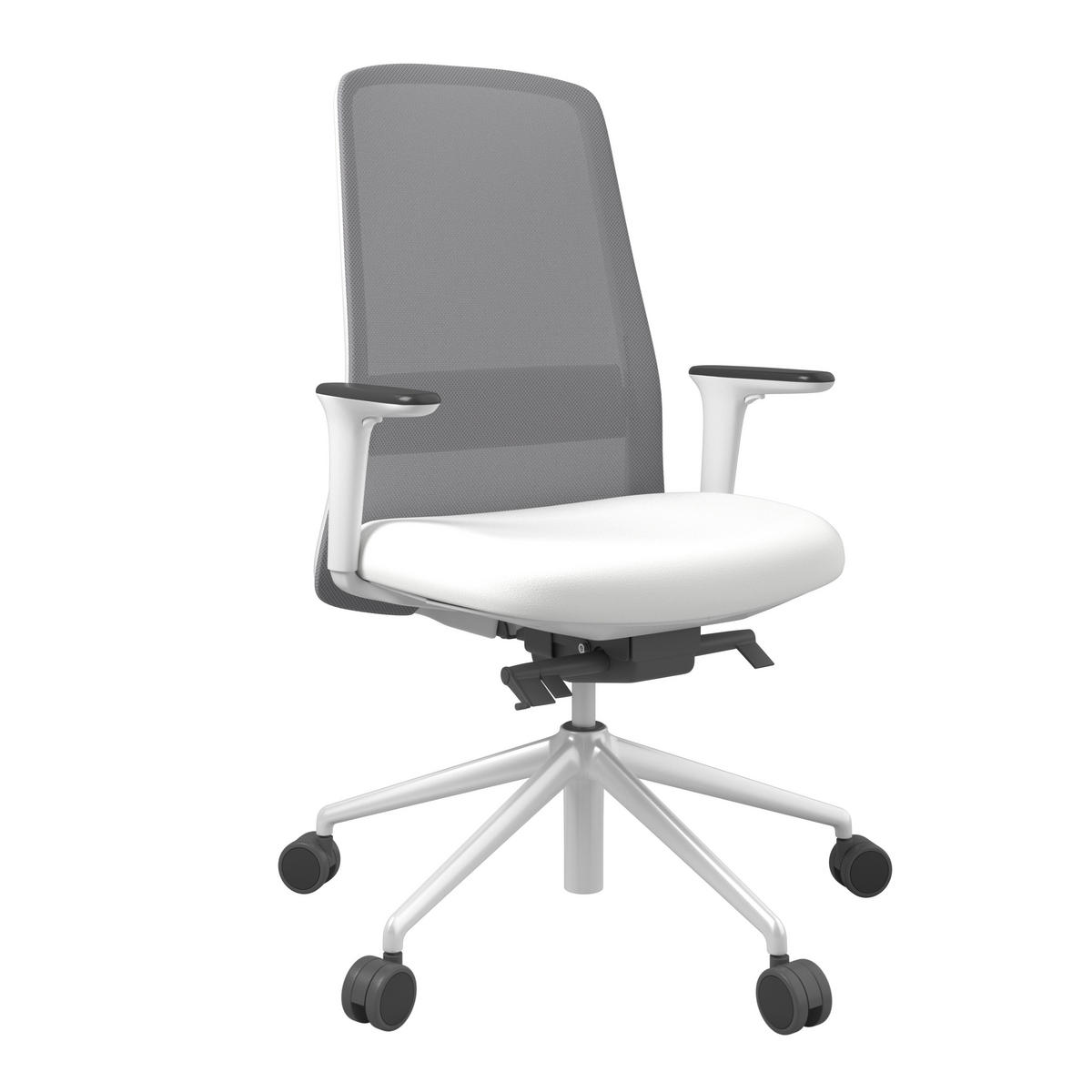 DREHSTUHL Lederlook Grau, Weiß  - Weiß/Grau, MODERN, Kunststoff/Textil (70/103-115/70cm)