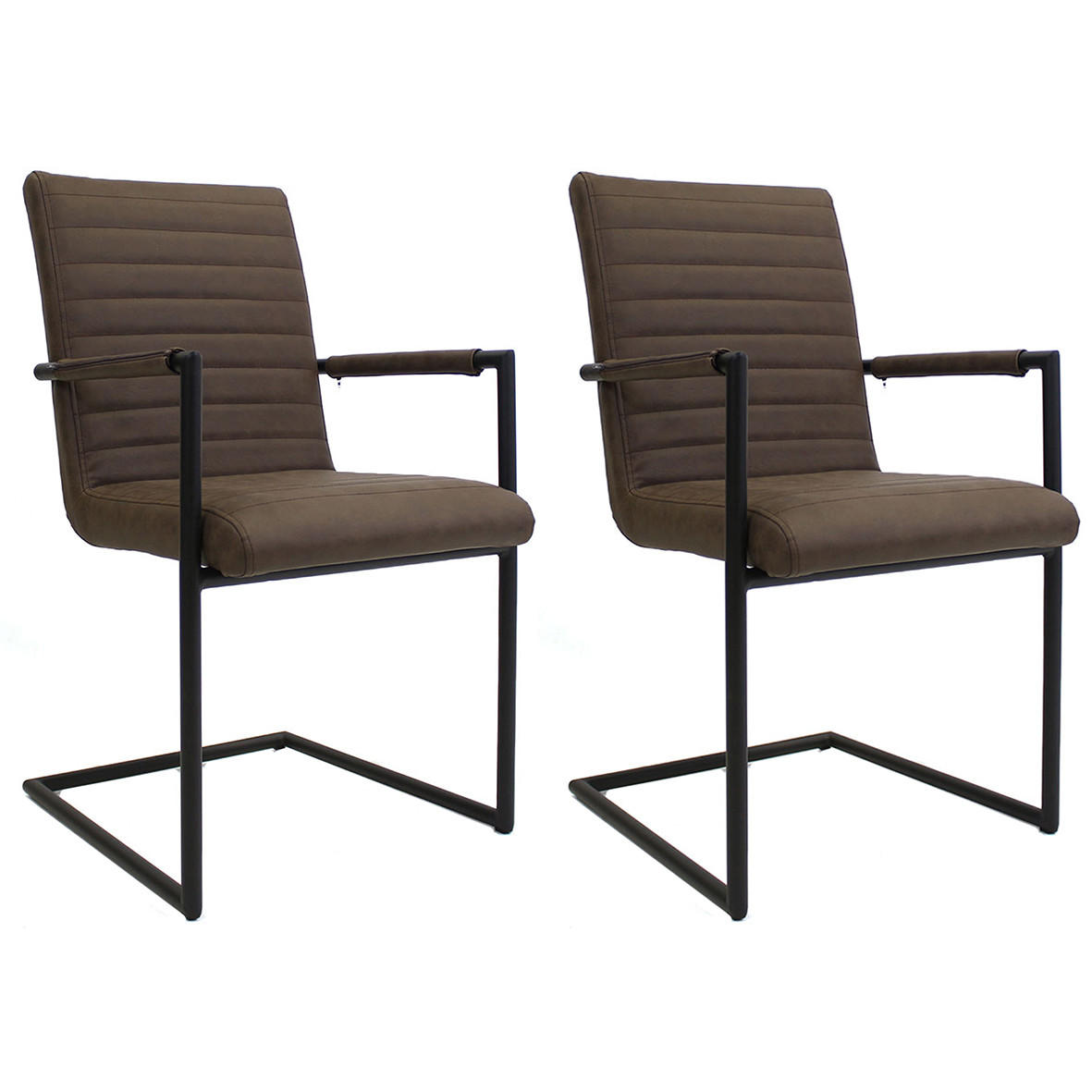 SADA STOLIČIEK S PODRÚČKAMI 2 kus - hnedá/svetlohnedá, Lifestyle, kov/textil (54/97/57cm) - MID.YOU