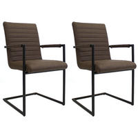 ARMLEHNSTUHL-SET 2 Stück  in Lederlook  - Taupe/Hellbraun, LIFESTYLE, Kunststoff/Textil (54/97/57cm) - MID.YOU