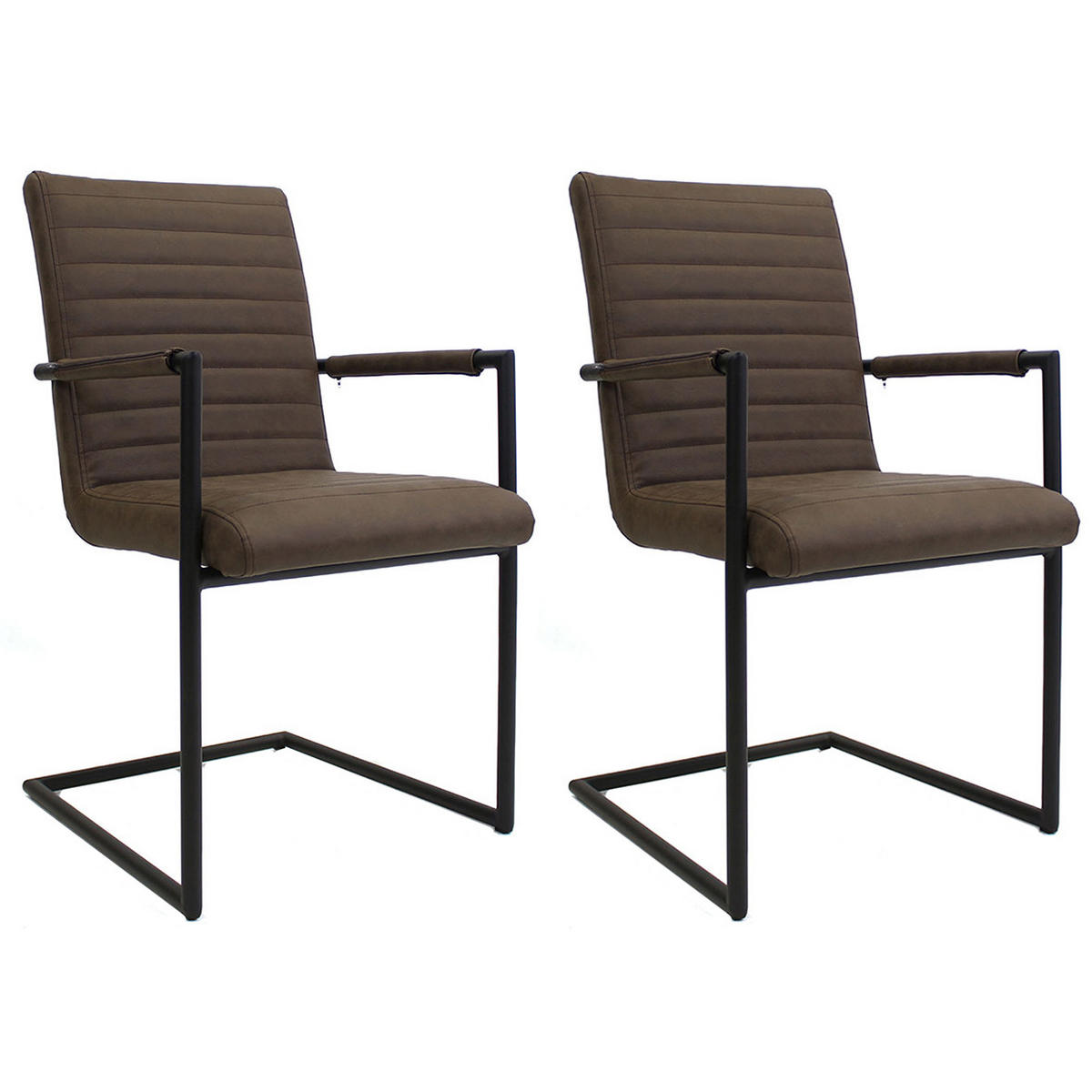 ARMLEHNSTUHL-SET 2 Stück  in Lederlook  - Taupe/Hellbraun, LIFESTYLE, Kunststoff/Textil (54/97/57cm) - MID.YOU