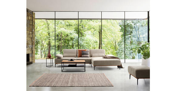 ECKSOFA  in Flachgewebe Hellbraun  314/176 cm  - Hellbraun/Schwarz, Natur, Holz/Textil (314/176cm) - Valnatura