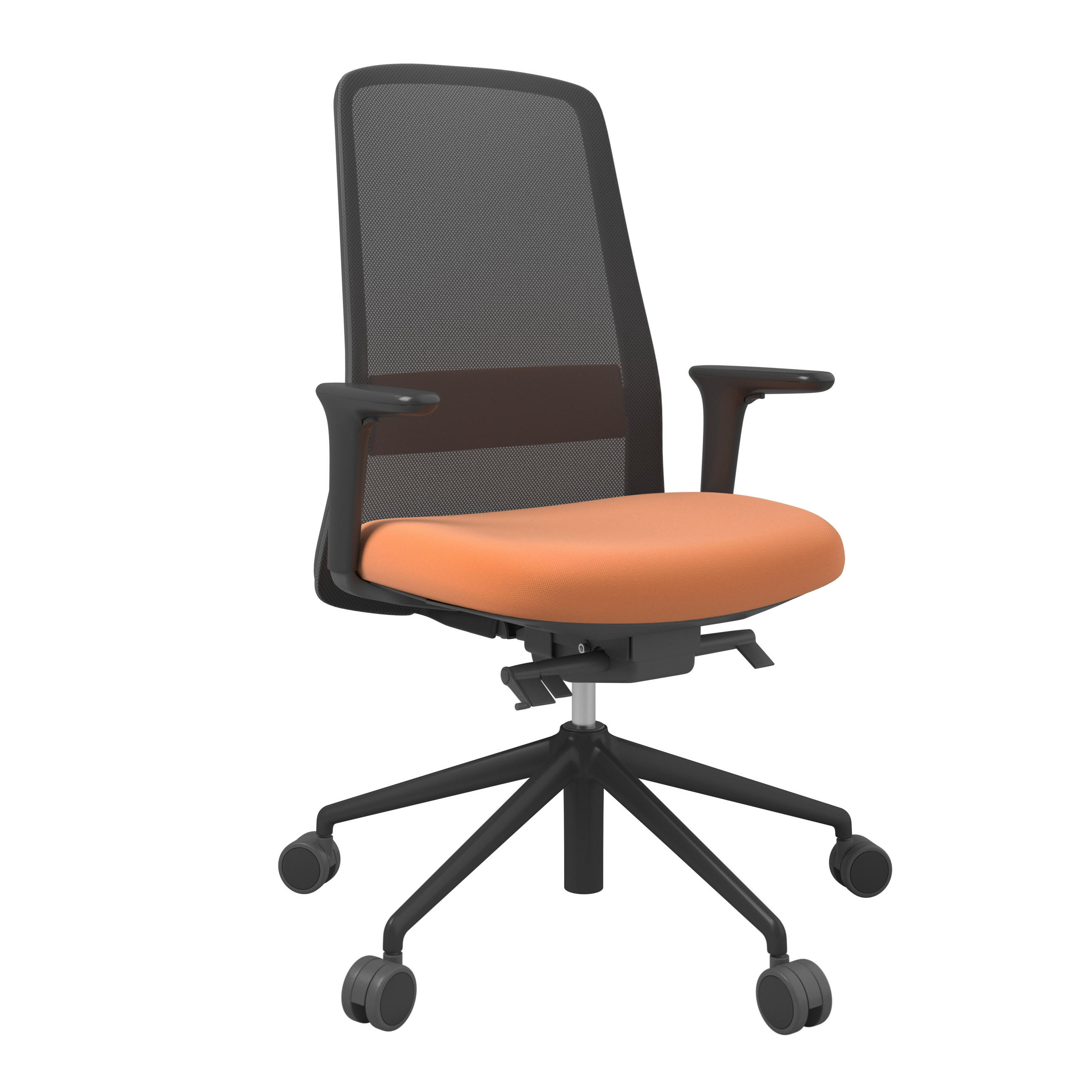 DREHSTUHL Orange, Schwarz  - Schwarz/Orange, MODERN, Kunststoff/Textil (70/103-115/70cm)