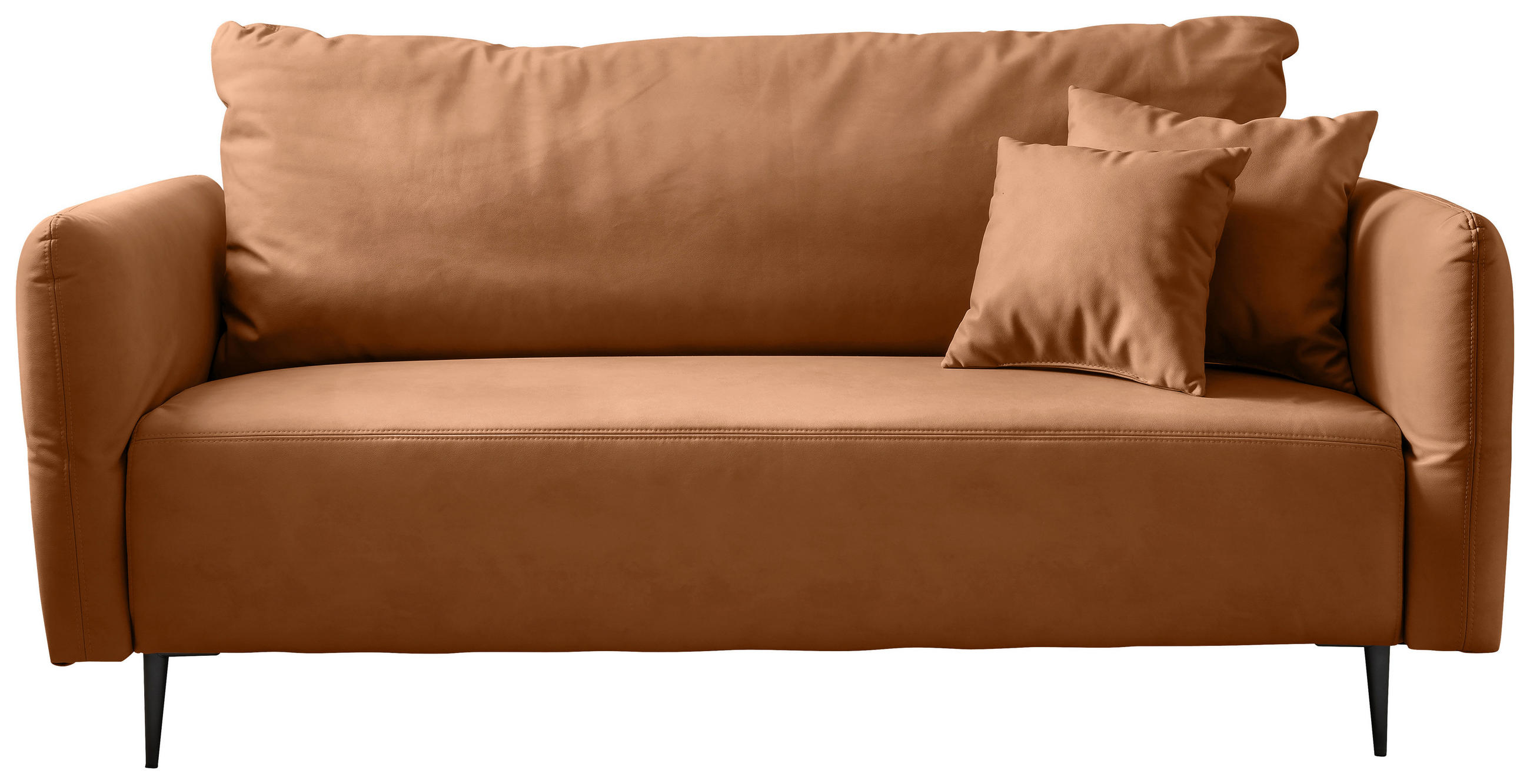 3-SITZER-SOFA Lederlook Cognac  - Cognac/Schwarz, Design, Textil/Metall (201/97/102cm) - Livetastic