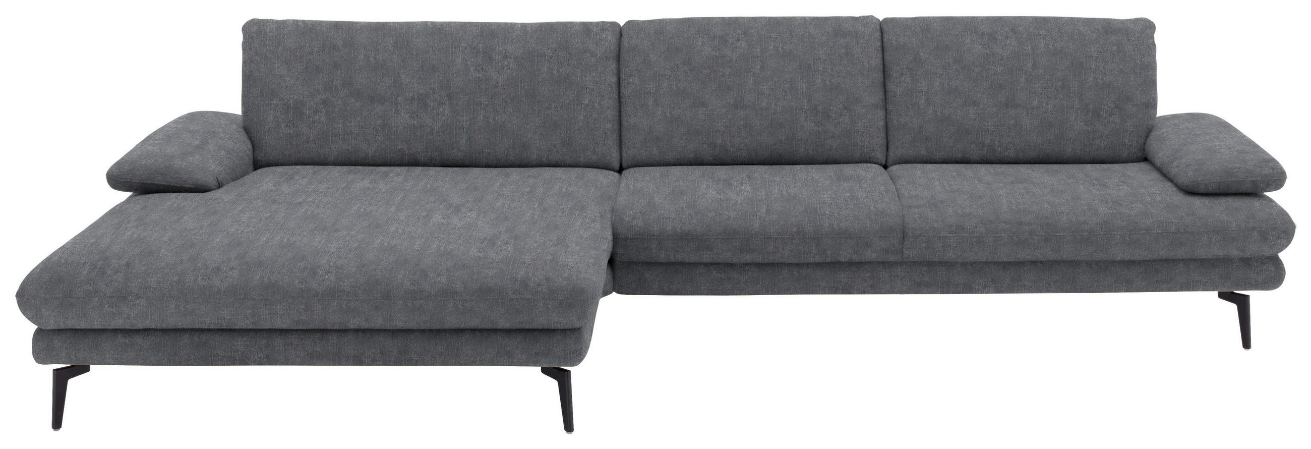 ECKSOFA in Velours Silberfarben  - Silberfarben/Schwarz, Design, Textil/Metall (180/310cm) - Dieter Knoll