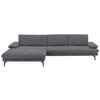 ECKSOFA in Velours Silberfarben  - Silberfarben/Schwarz, Design, Textil/Metall (180/310cm) - Dieter Knoll