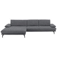 ECKSOFA in Velours Silberfarben  - Silberfarben/Schwarz, Design, Textil/Metall (180/310cm) - Dieter Knoll