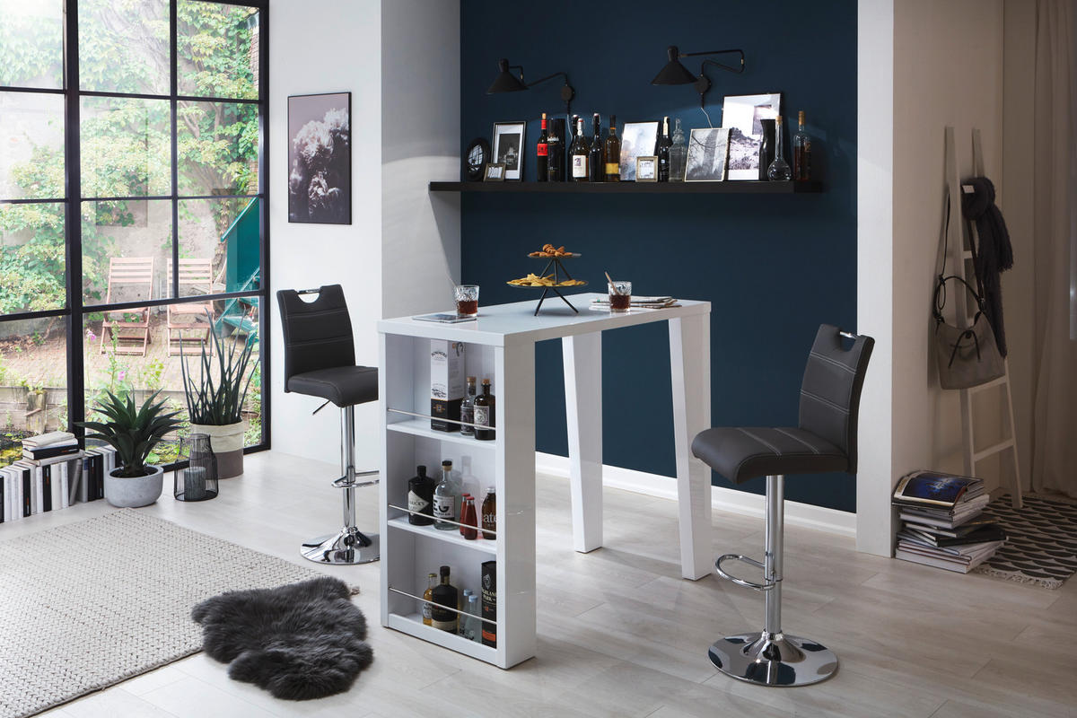 BARHOCKER-SET in Grau  - Chromfarben/Weiß, MODERN, Textil/Metall (38/97-119/50cm) - MID.YOU