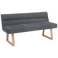 SITZBANK 160/82/61 cm Leinenoptik Eichefarben, Dunkelgrau Eiche massiv  - Eichefarben/Dunkelgrau, MODERN, Holz/Textil (160/82/61cm) - Livetastic