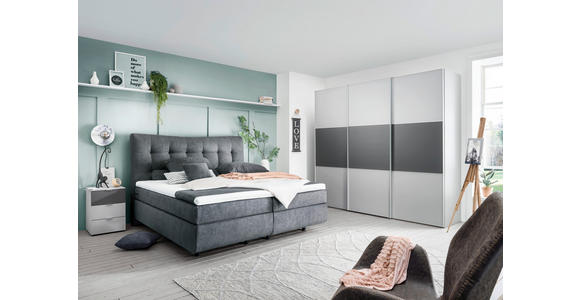 SCHWEBETÜRENSCHRANK PRIMO - Anthrazit/Hellgrau, Holzwerkstoff/Metall (249/222/68cm) - Moderano