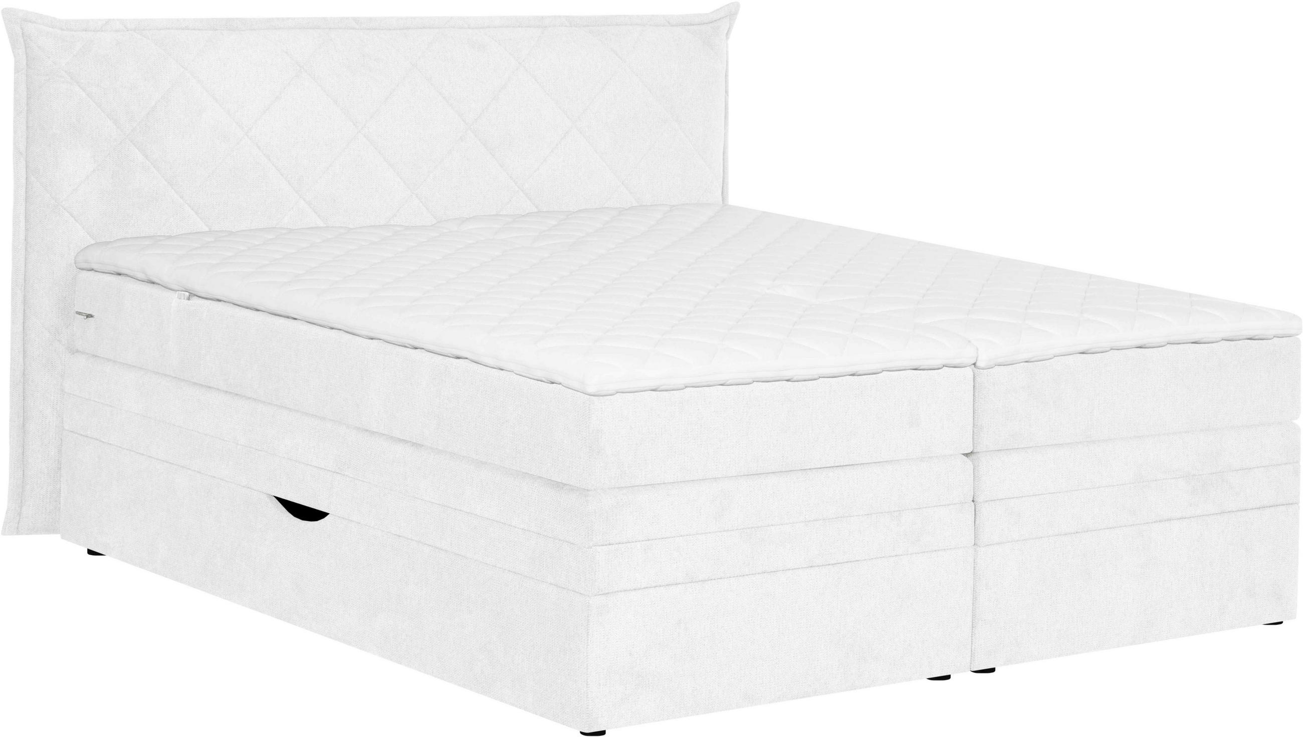 BOXSPRING-ÁGY 180/200 cm  fehér  - fekete/fehér, Konventionell, textil/fa (180/200cm) - Welnova