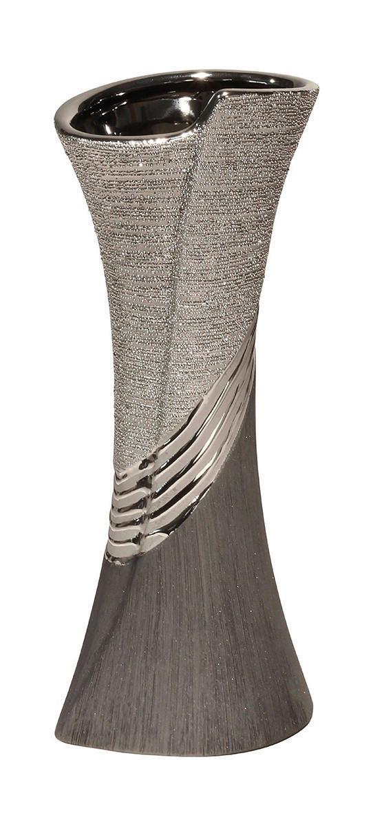 VASE  - Silberfarben/Grau, Basics, Keramik (9,5/12/30cm)