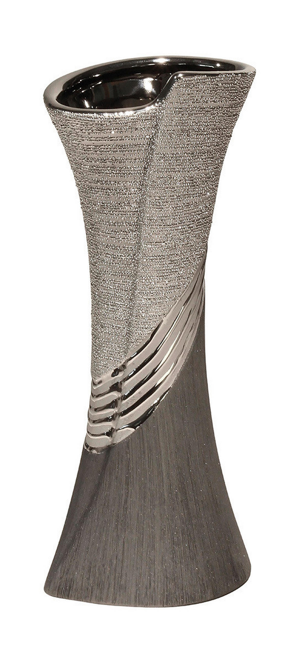 VASE  - Silberfarben/Grau, Basics, Keramik (9,5/12/30cm)