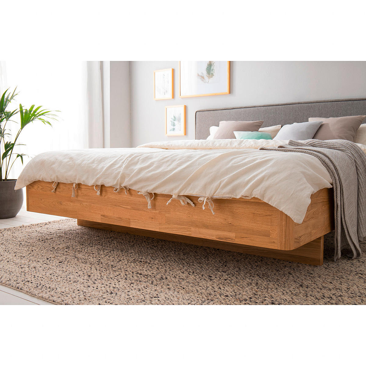 BETT 180/200 cm  in Wildeiche  - Wildeiche/Hellgrau, Natur, Holz/Holzwerkstoff (180/200cm) - home24