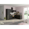 ECKKÜCHE 270/200 cm  in Anthrazit  - Edelstahlfarben/Eichefarben, Basics, Holzwerkstoff/Metall (270/200cm) - Optifit