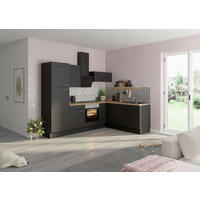 ECKKÜCHE 270/200 cm  in Anthrazit  - Edelstahlfarben/Eichefarben, Basics, Holzwerkstoff/Metall (270/200cm) - Optifit