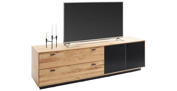 LOWBOARD Anthrazit, Eichefarben  209/61/50 cm  - Eichefarben/Anthrazit, Natur, Glas/Holz (209/61/50cm) - Linea Natura