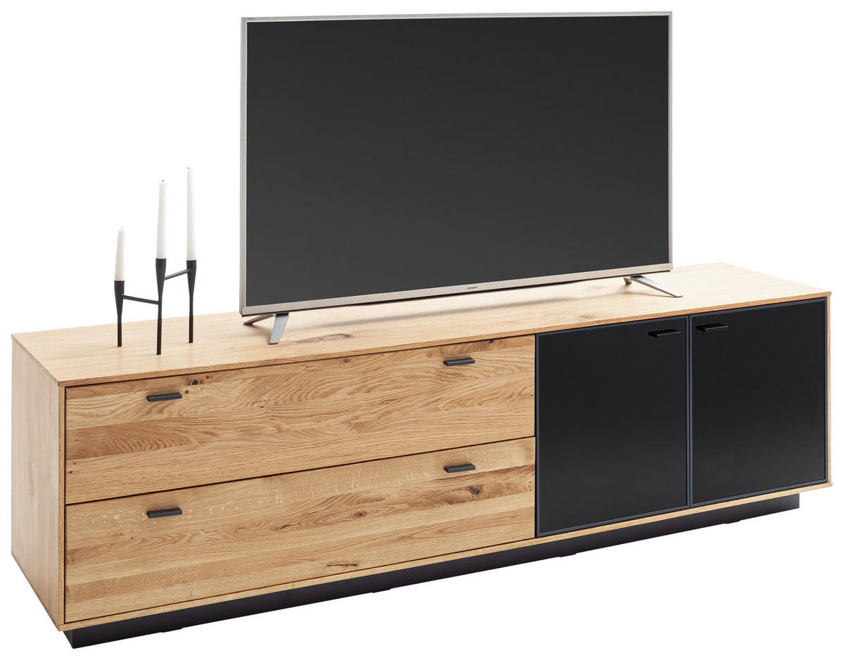LOWBOARD  in 209/61/50 cm  - Eichefarben/Anthrazit, Natur, Glas/Holz (209/61/50cm) - Linea Natura