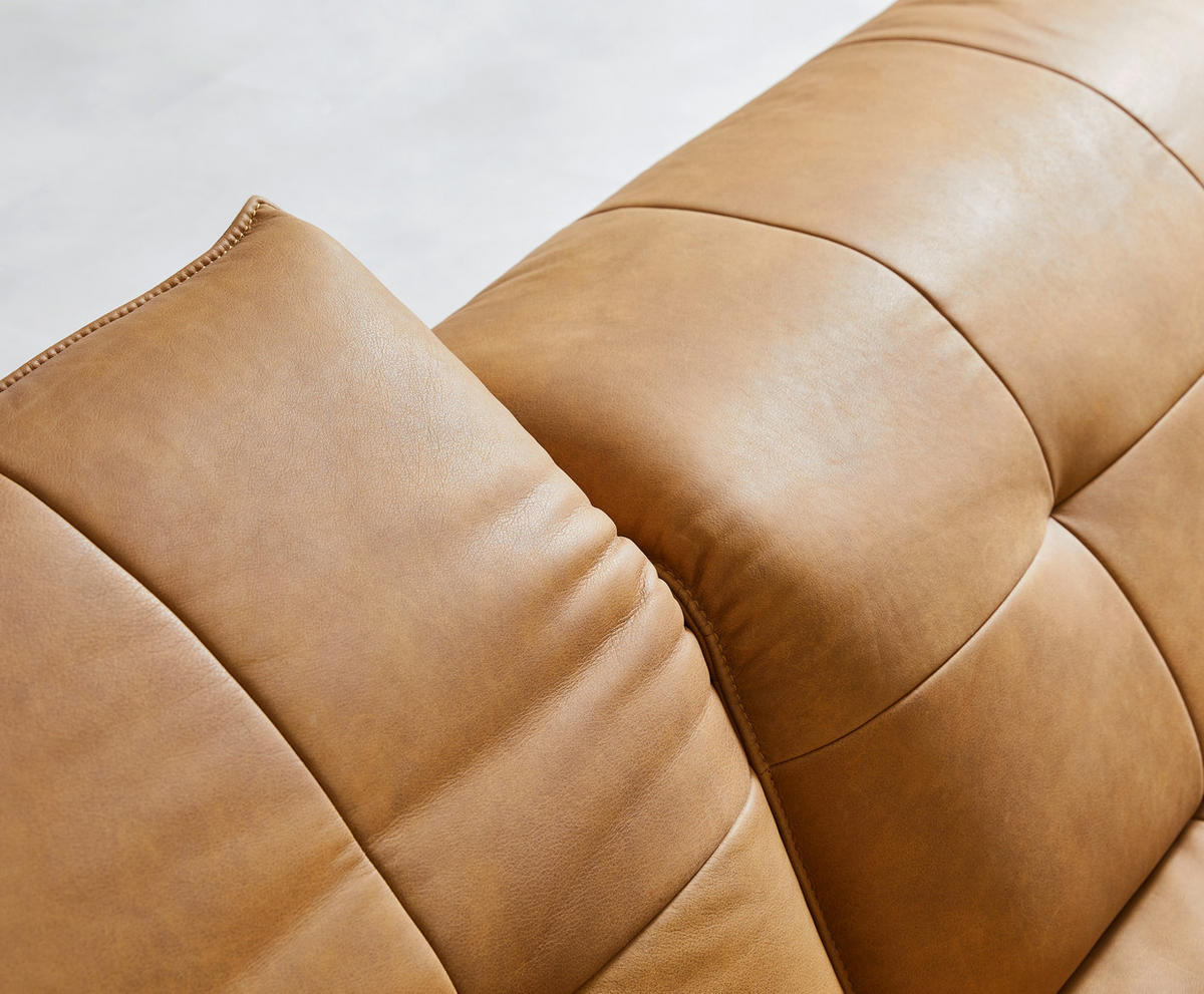 ECKSOFA in Echtleder Currygelb  - Currygelb/Anthrazit, Design, Leder/Metall (340/165cm) - Joop!