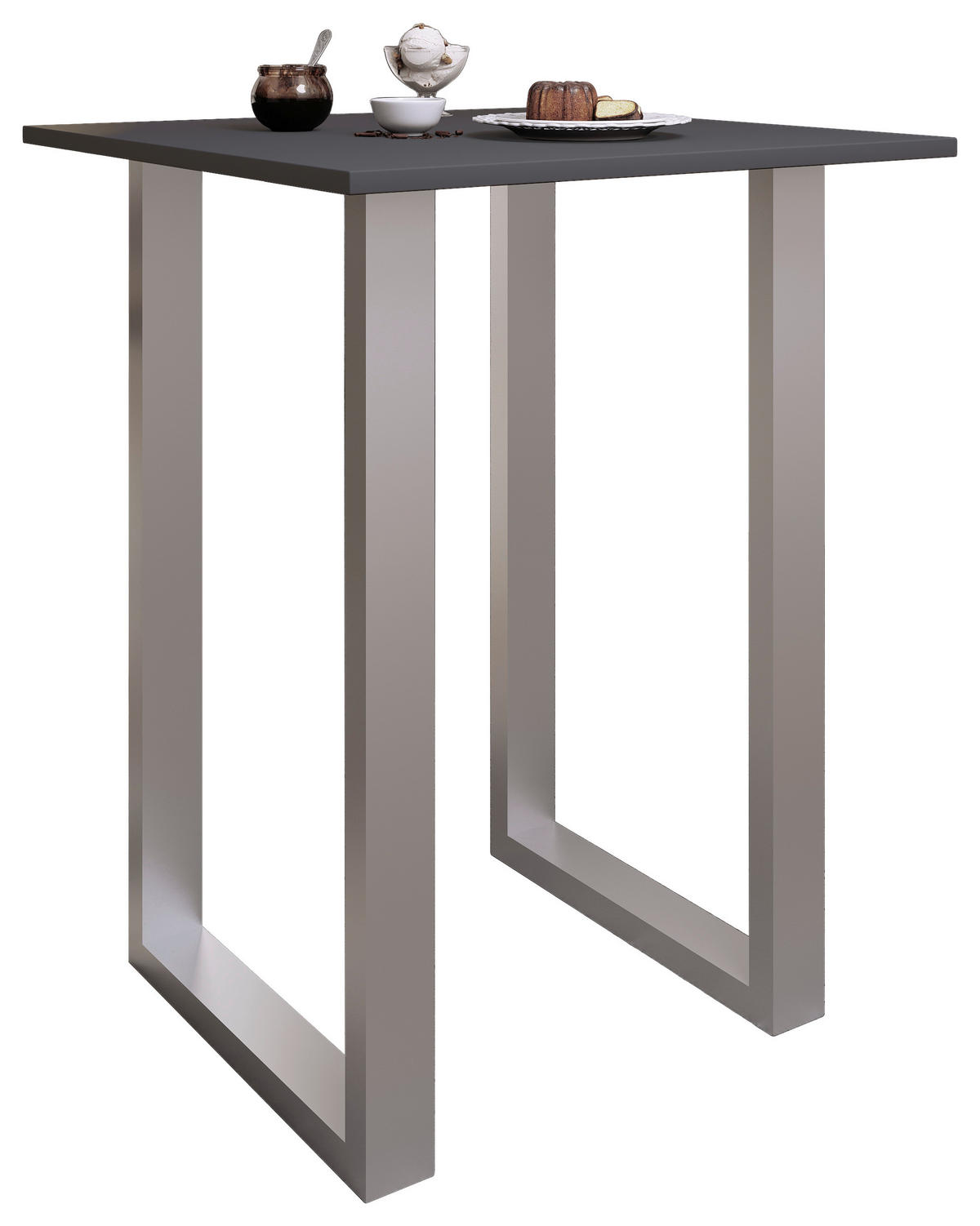 BARTISCH quadratisch Anthrazit, Silberfarben  - Anthrazit/Silberfarben, KONVENTIONELL, Holzwerkstoff/Metall (80/80/102cm)