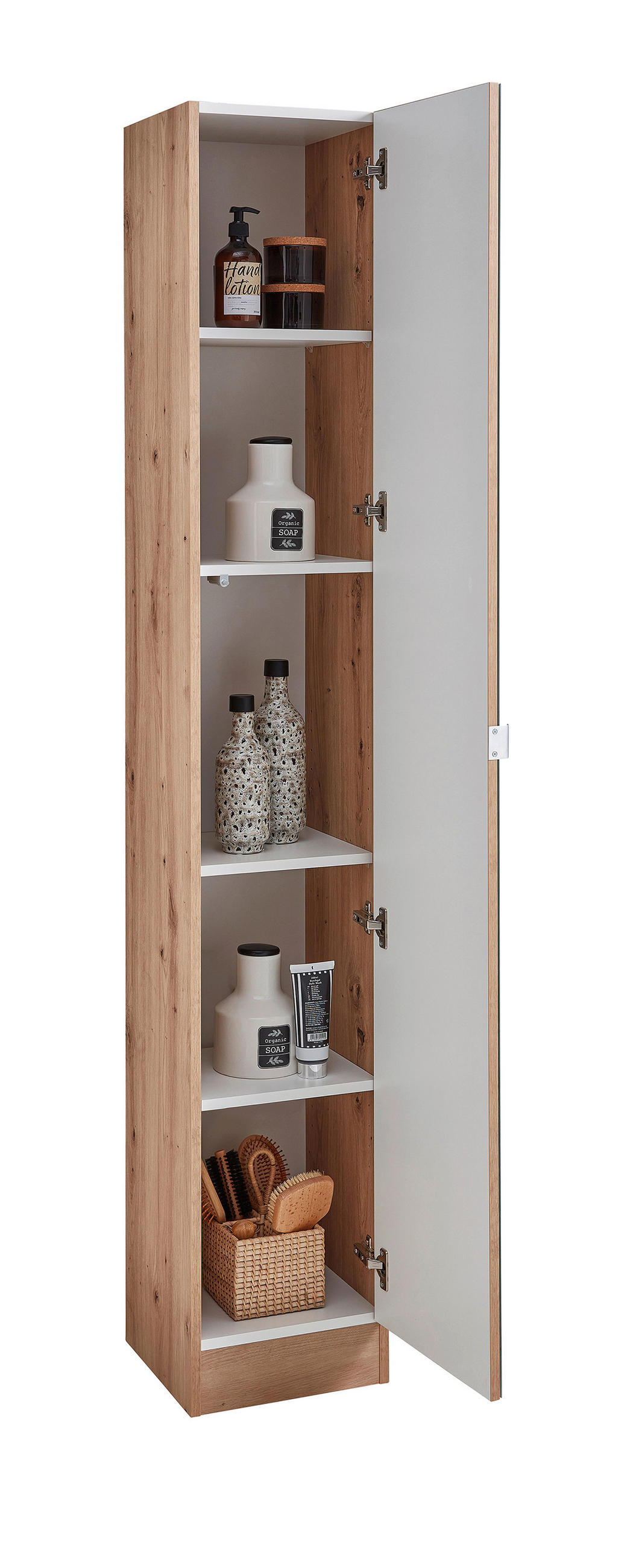 HOCHSCHRANK 32,5/195,5/33 cm  - Eichefarben, KONVENTIONELL, Glas/Holzwerkstoff (32,5/195,5/33cm) - Xora