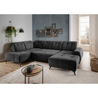 WOHNLANDSCHAFT SANO Anthrazit Chenille  - Anthrazit/Schwarz, MODERN, Textil/Metall (200/337/180cm) - Livetastic