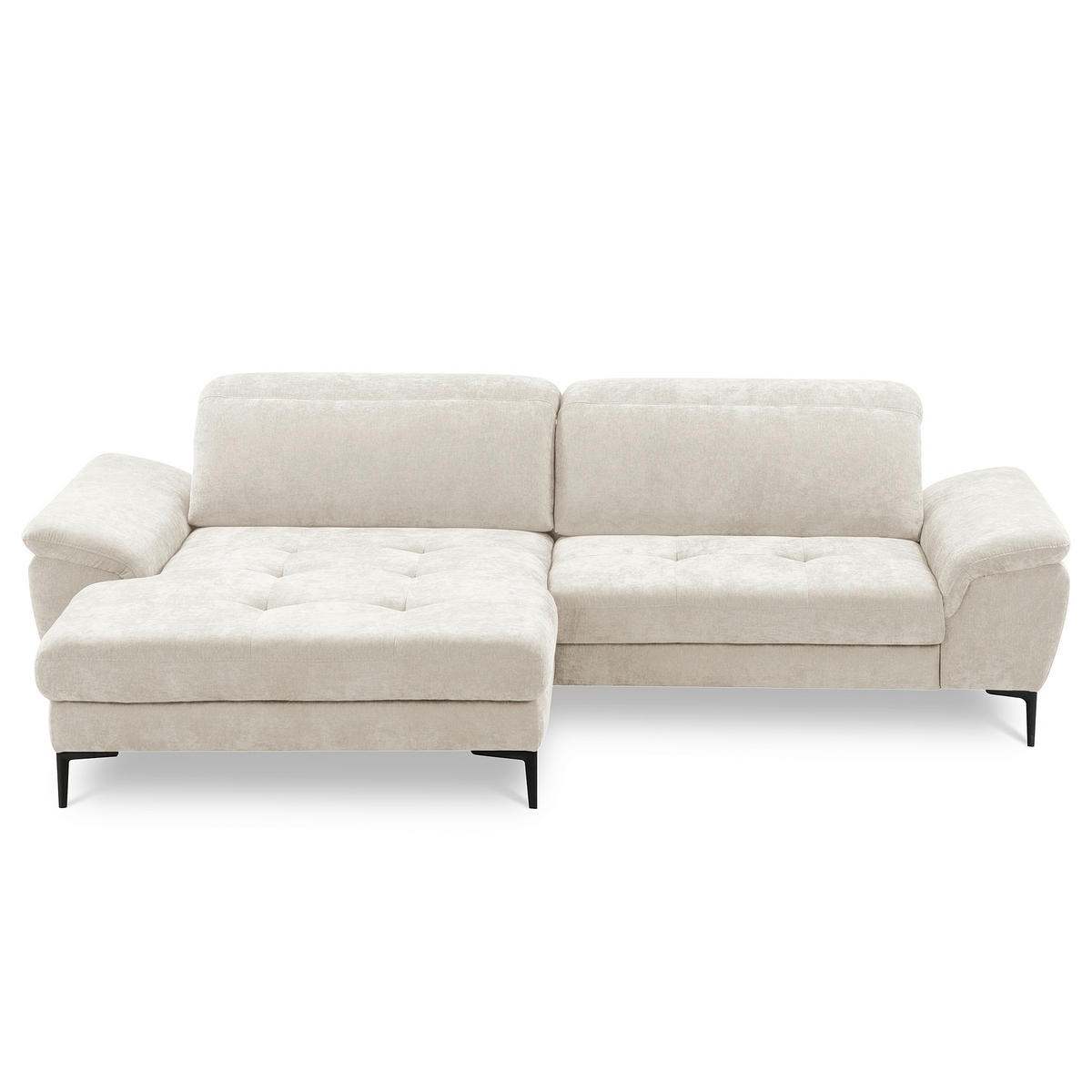 ECKSOFA  Webstoff Creme  - Creme/Schwarz, Design, Textil/Metall (195/268cm) - Livetastic