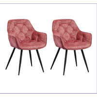 ARMLEHNSTUHL-SET 2 Stück  Samt  - Pink/Schwarz, MODERN, Textil/Metall (54/86/53cm) - MID.YOU