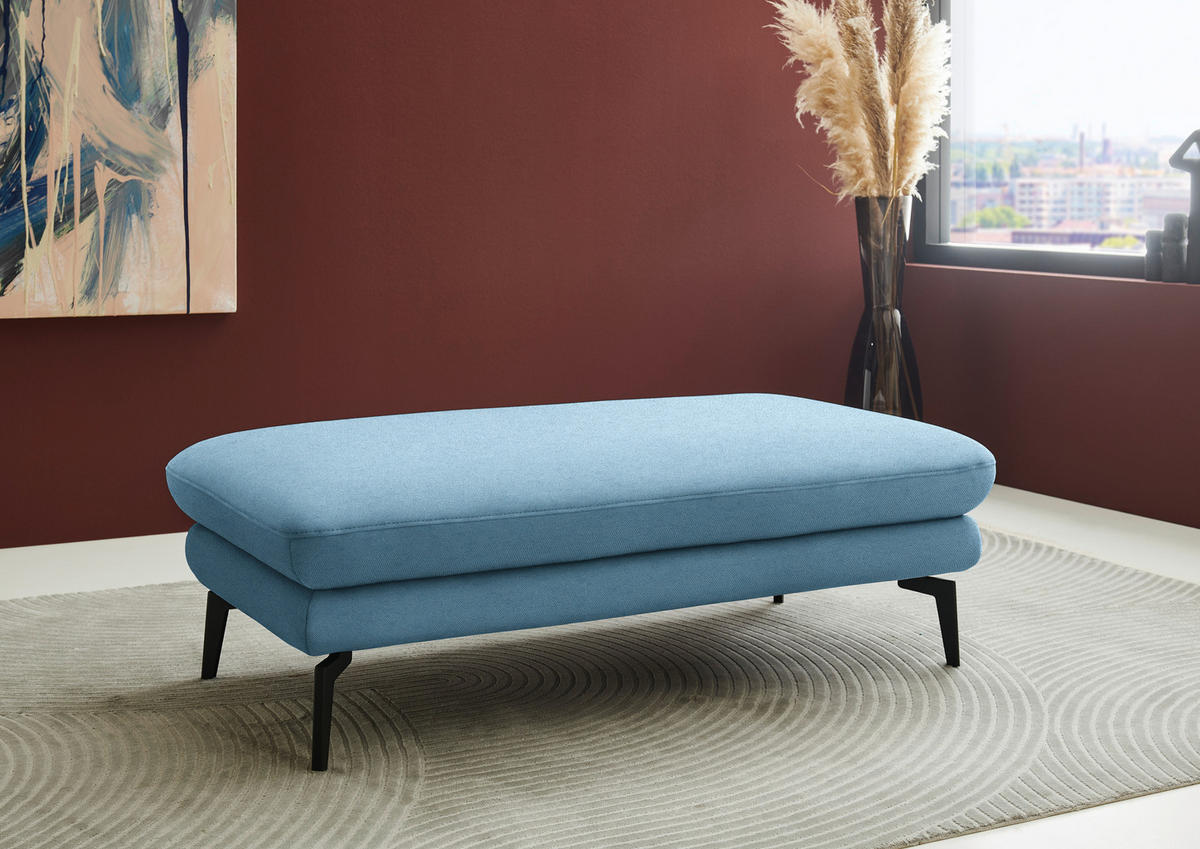 ECKSOFA  in Chenille, Flachgewebe Blau  284/180 cm  - Blau/Schwarz, Design, Textil/Metall (284/180cm) - Dieter Knoll