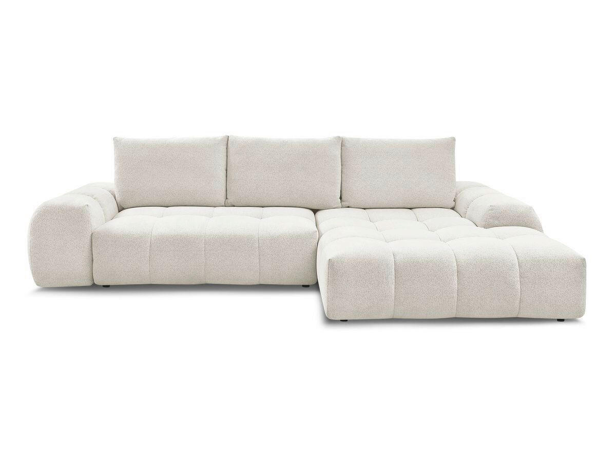 ECKSCHLAFSOFA EVEREST  mit Rücken echt, Armteil links, Armteil rechts Flachgewebe Weiß  - Schwarz/Weiß, MODERN, Kunststoff/Textil (318/180cm) - Livetastic